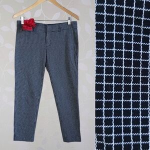 Banana Republic Sloan Fit Windowpane Check Career Trouser Pants Black 6 Petite